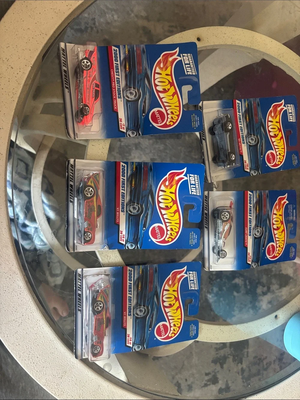 Five vintage hot wheels cars. Year 2000